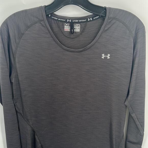 Under Armour Women's Gray Heat Gear Semi Fitted  Activewear Pullover Top Medium - Picture 2 of 14